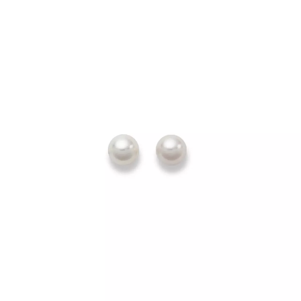 MUAU Schmuck - Ohrstecker Gelbgold 750 Süsswasserperle 7-7.5mm, One Size