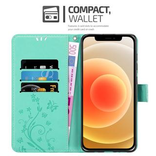 Cadorabo  Housse compatible avec Apple iPhone 12 MINI - Coque de protection au design floral avec fermeture magnétique, fonction de support et emplacements pour cartes 