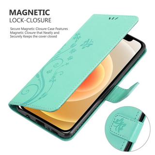 Cadorabo  Housse compatible avec Apple iPhone 12 MINI - Coque de protection au design floral avec fermeture magnétique, fonction de support et emplacements pour cartes 