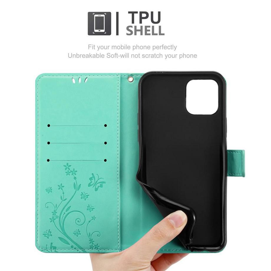 Cadorabo  Hülle für Apple iPhone 12 MINI Blumen Design Magnetverschluss 