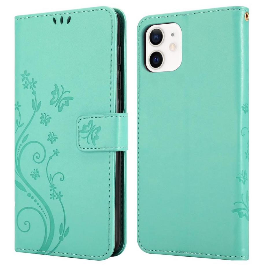 Cadorabo  Hülle für Apple iPhone 12 MINI Blumen Design Magnetverschluss 