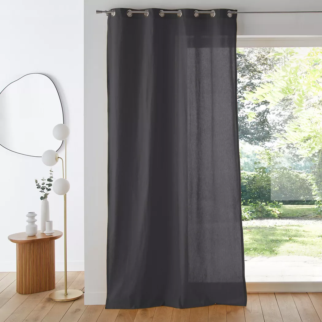 La Redoute Intérieurs - Vorhang aus Baumwolle mit Ösen, 135x220cm, Dunkelanthrazit