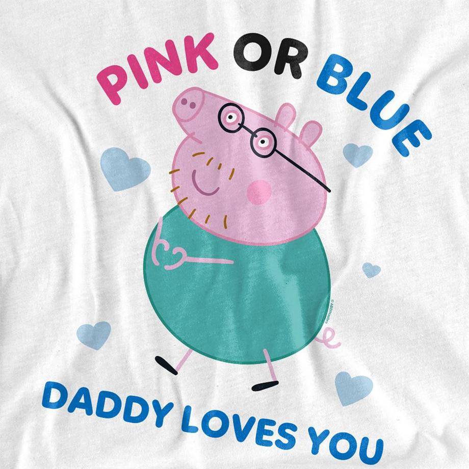 Peppa Pig T-Shirt Manches Longues Pink Or Blue Daddy Loves You  