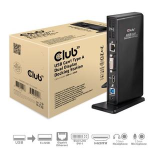 Club3D  USB Gen1 Type A Dual Display Docking Station 