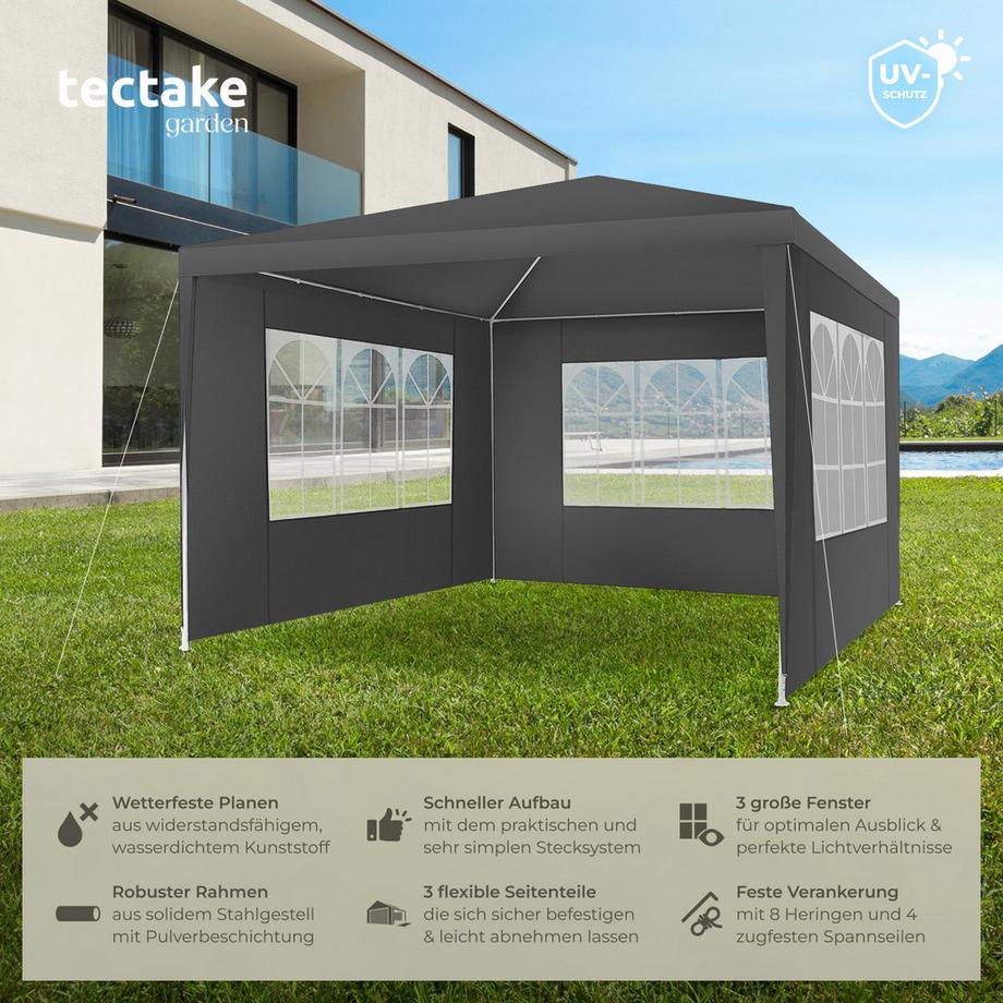 Tectake Pavillon BARINAS 3 x 3 m avec système d'emboîtement  
