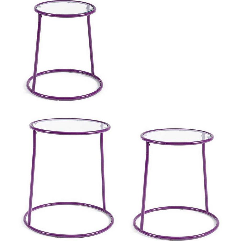 mutoni Table d'appoint Magia violet (lot de 3)  