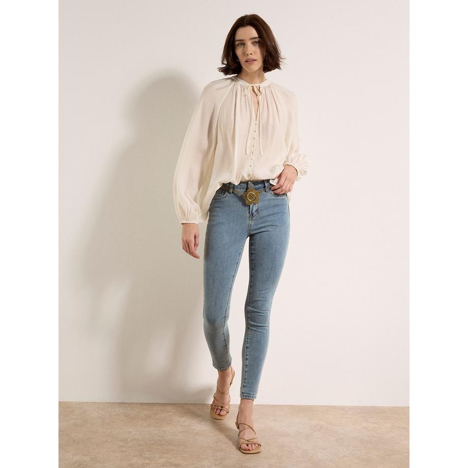 Sienna Slub Cotton Skinny-Fit Jeans