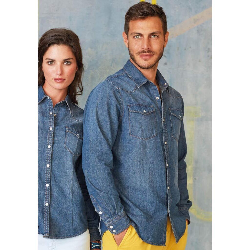 Kariban Denim Langarmhemd  