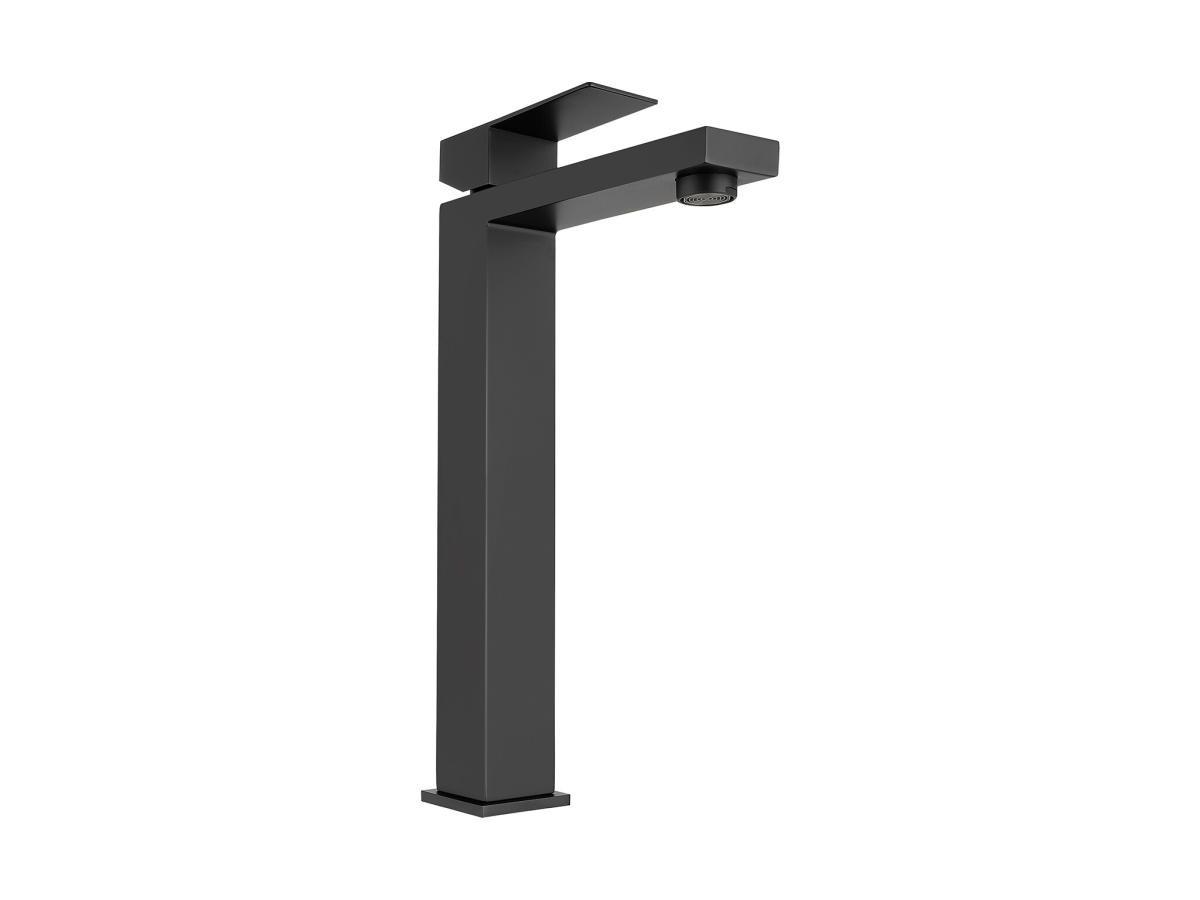 SHOWER DESIGN Rubinetto miscelatore meccanico quadrato in Inox spazzolato Nero opaco H31 cm - CANILAS  