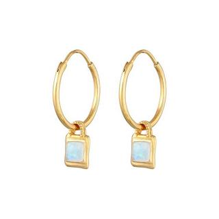 Elli  Ohrringe Creolen Mondstein Edelstein Vintage 