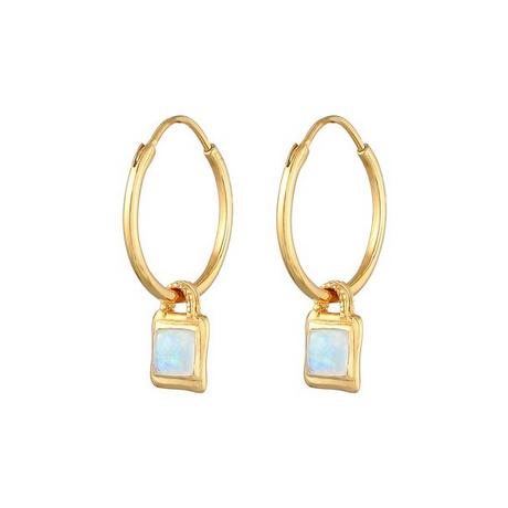 Elli  Ohrringe Creolen Mondstein Edelstein Vintage 