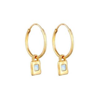 Elli  Ohrringe Creolen Mondstein Edelstein Vintage 