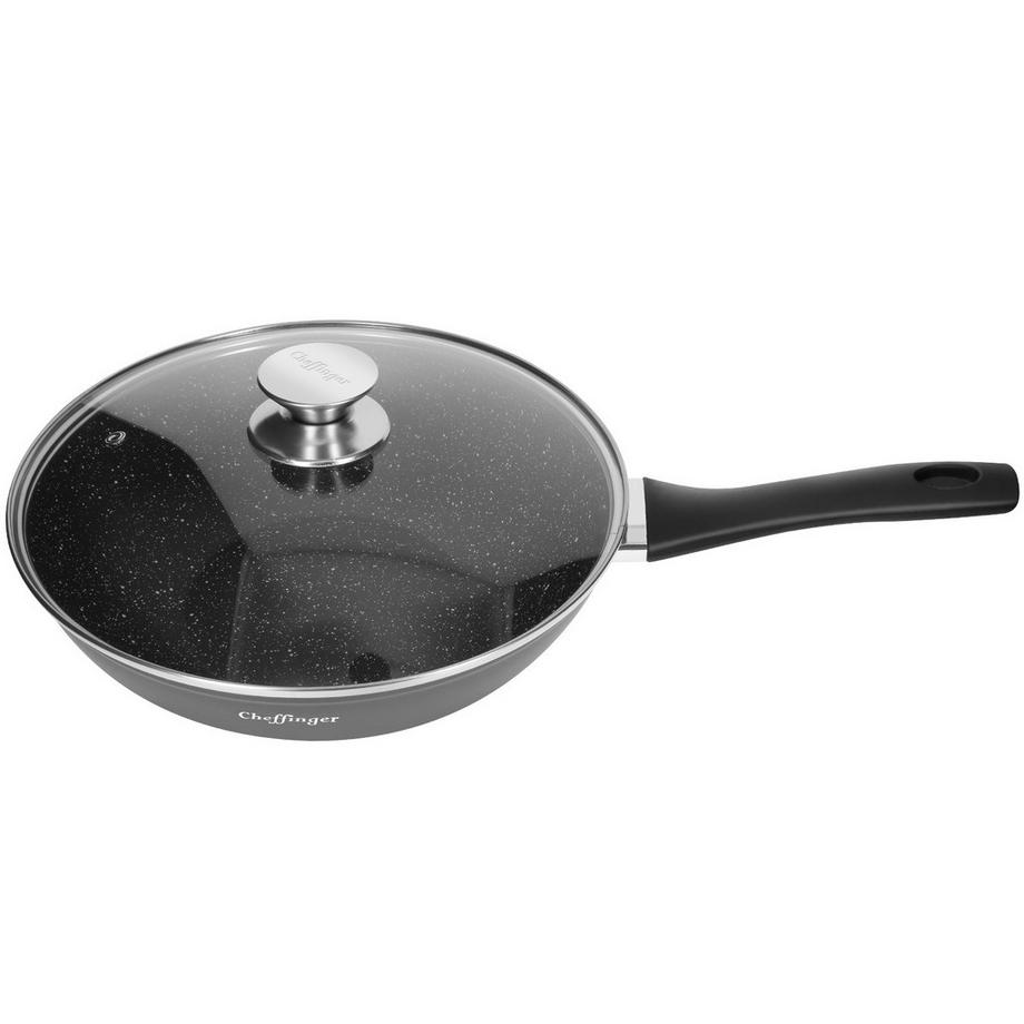 Wok 28 cm avec Couvercle et Manche