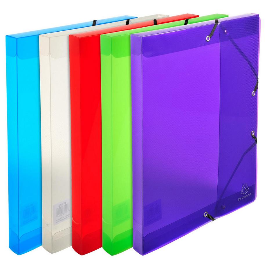 Boite de classement Exabox en polypropylène - dos 25mm - Crystal Colours - A4 - x 8