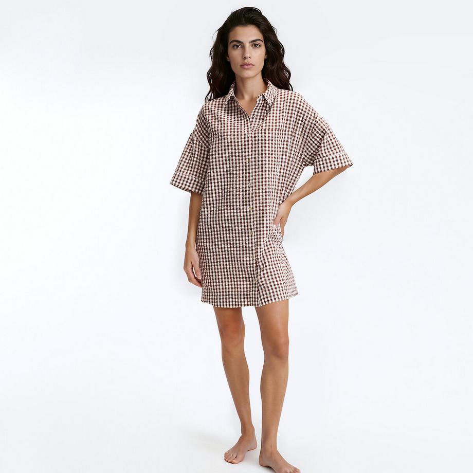 Chemise de nuit en vichy seersucker