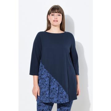 T-shirt en coton bio, encolure bateau et manches 3/4, coupe évasée