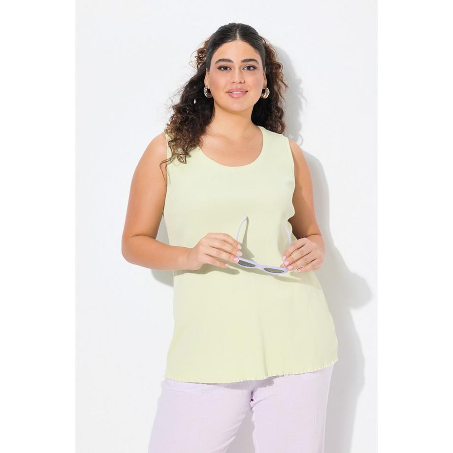 Ulla Popken Rippjersey Slim Ärmelloses Rundhals Top  