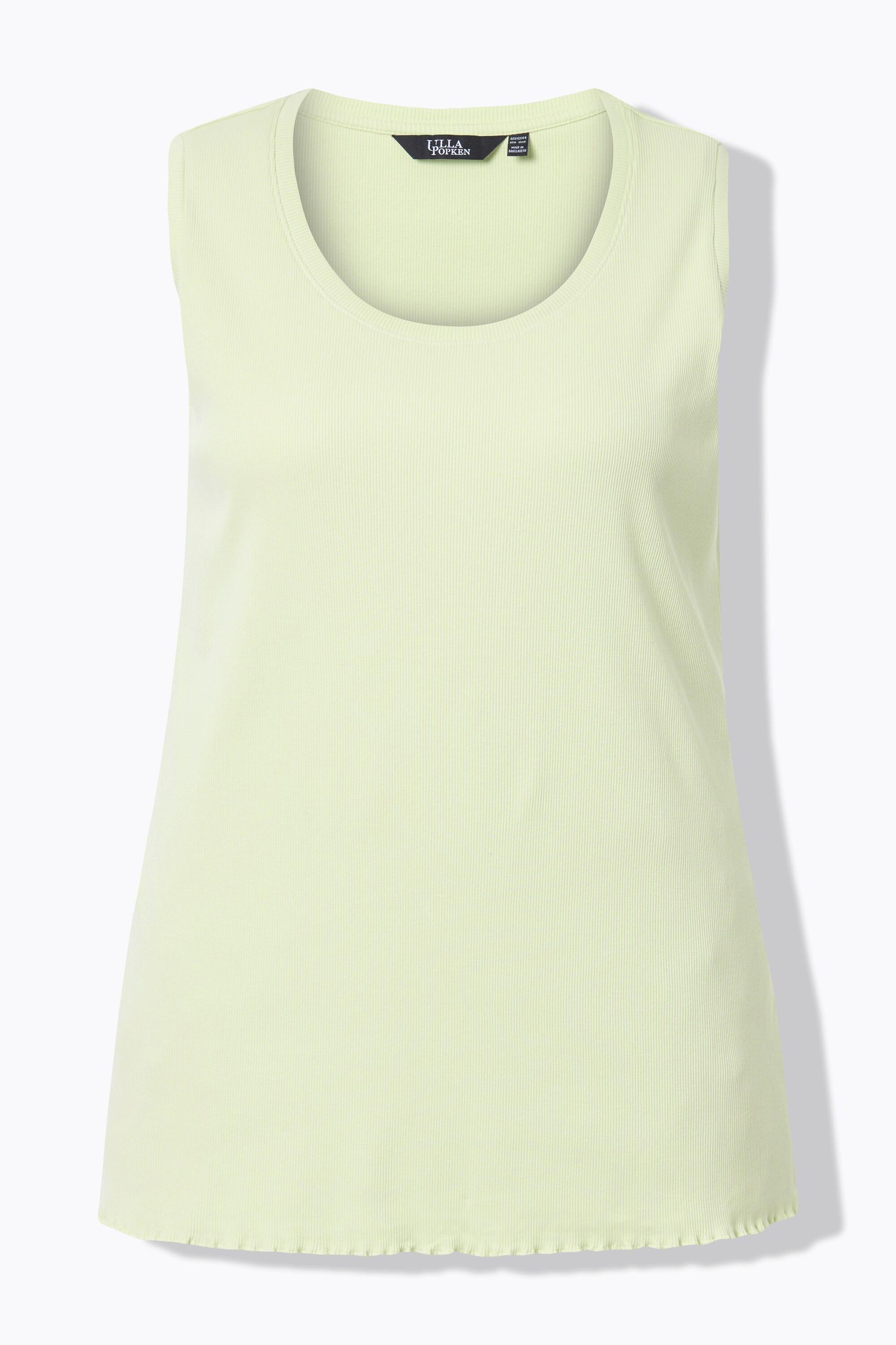 Ulla Popken Débardeur en Jersey Côtelé Coupe Slim Col Rond Sans Manches  