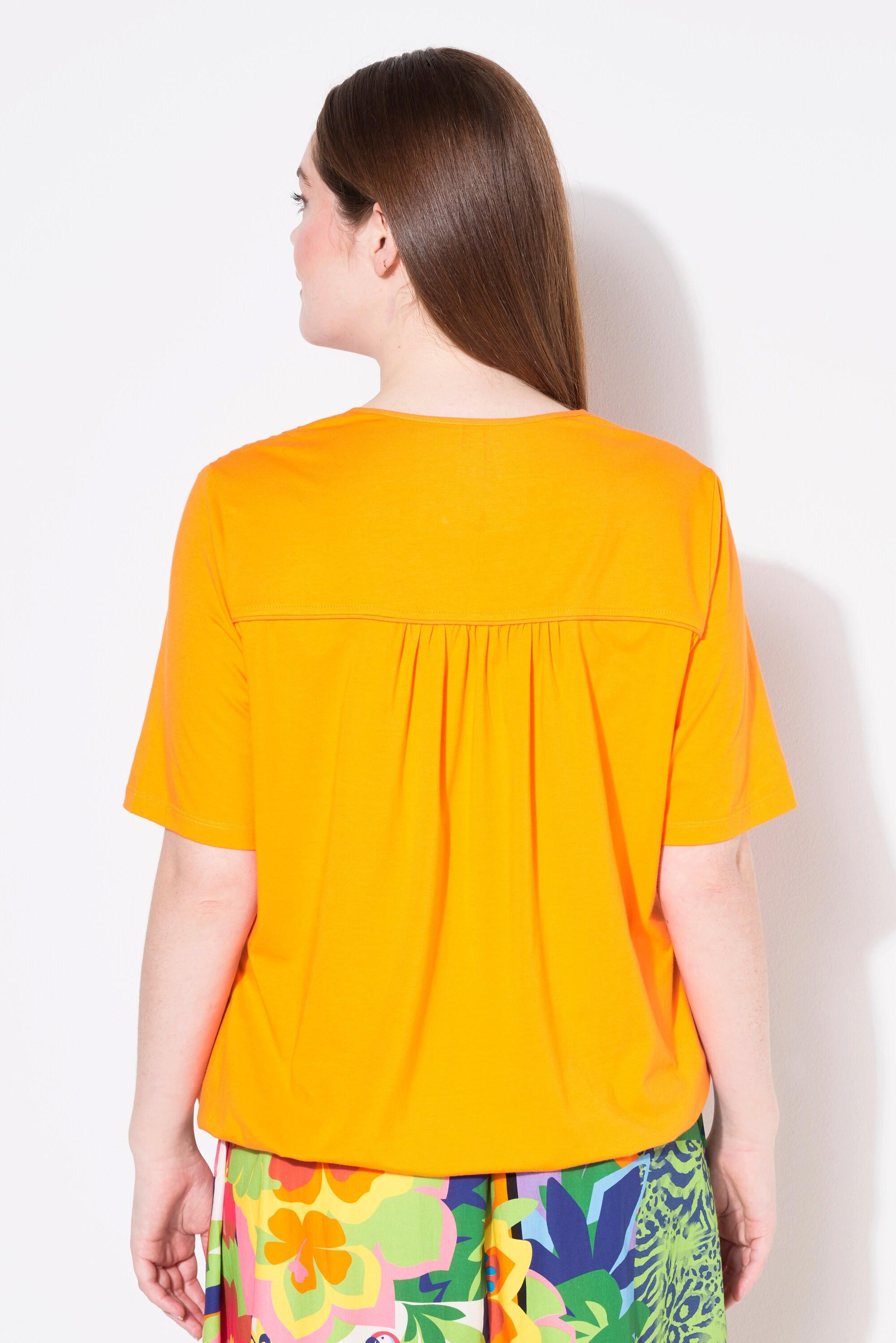 Ulla Popken T-shirt avec plis fantaisie Col V Manches Courtes  