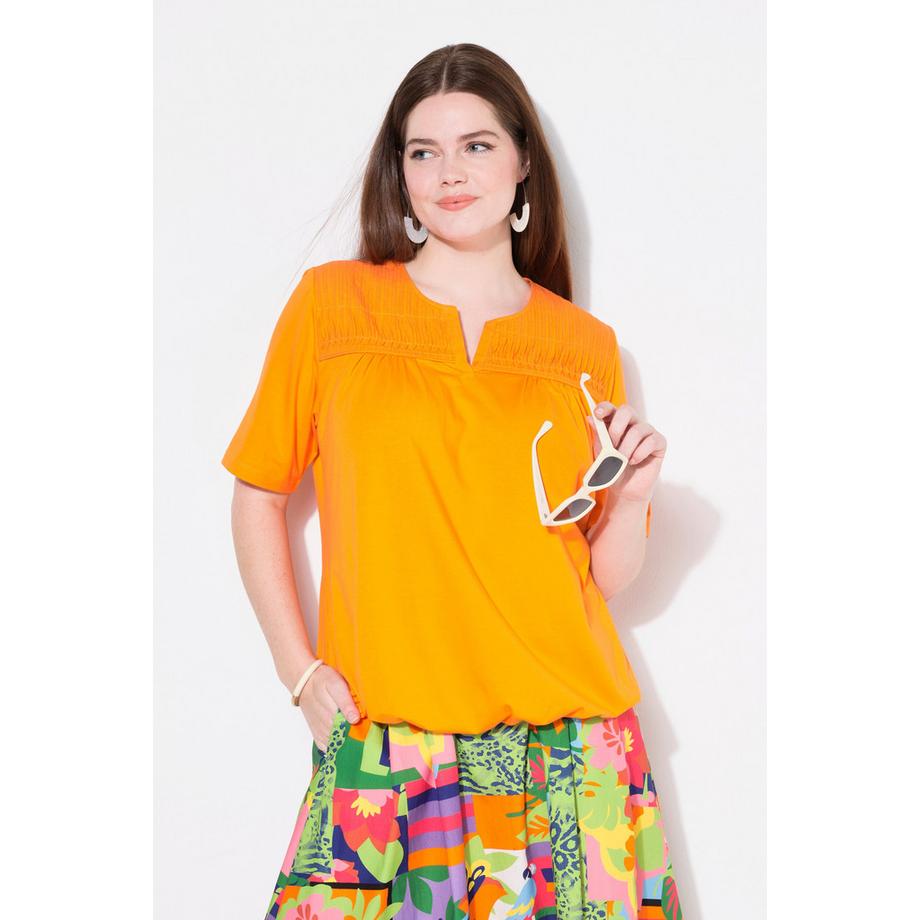 Ulla Popken T-Shirt mit Biesen V-Ausschnitt Halbarm  