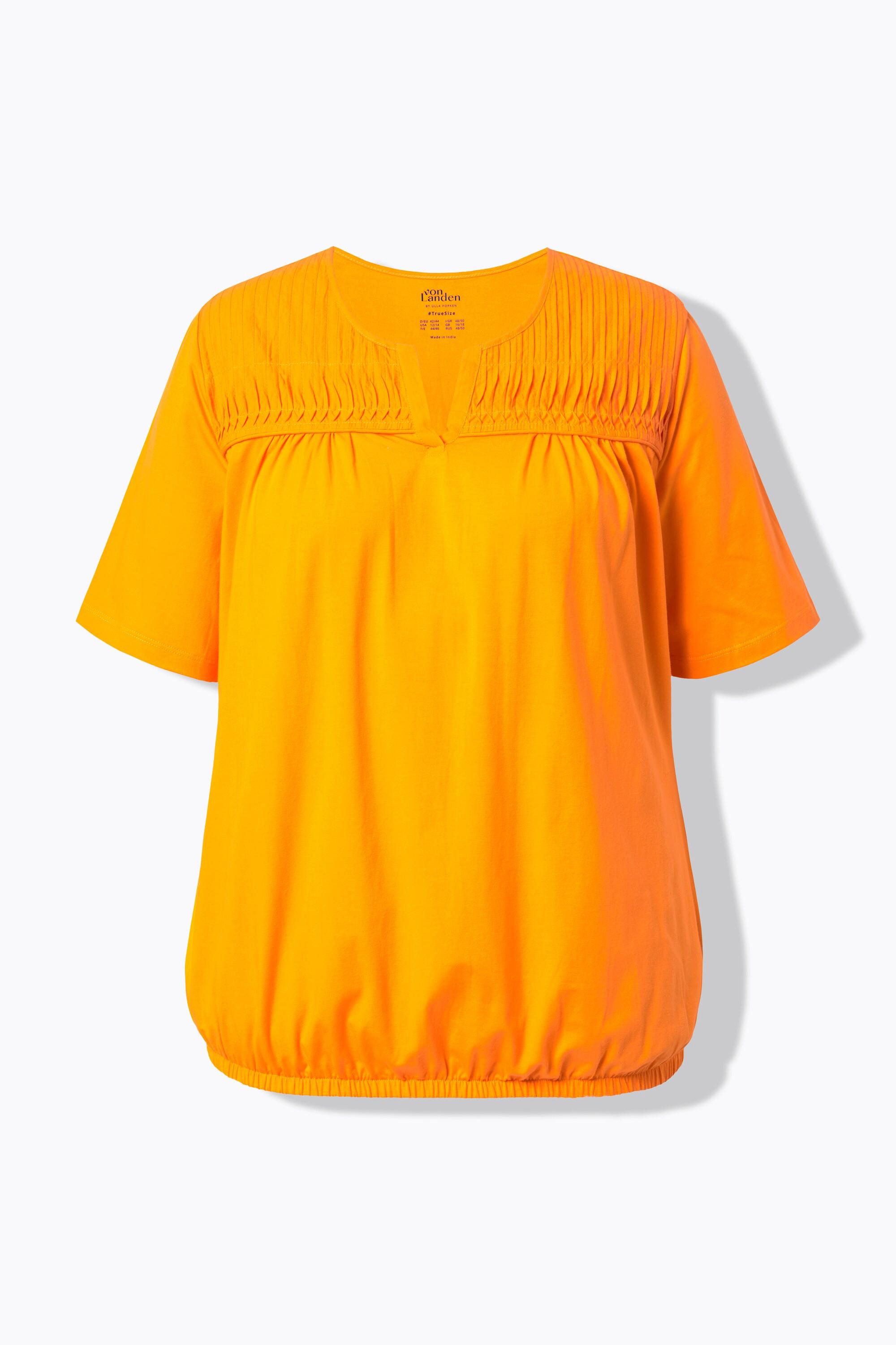 Ulla Popken T-shirt avec plis fantaisie Col V Manches Courtes  