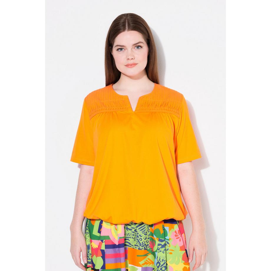 Ulla Popken T-Shirt mit Biesen V-Ausschnitt Halbarm  