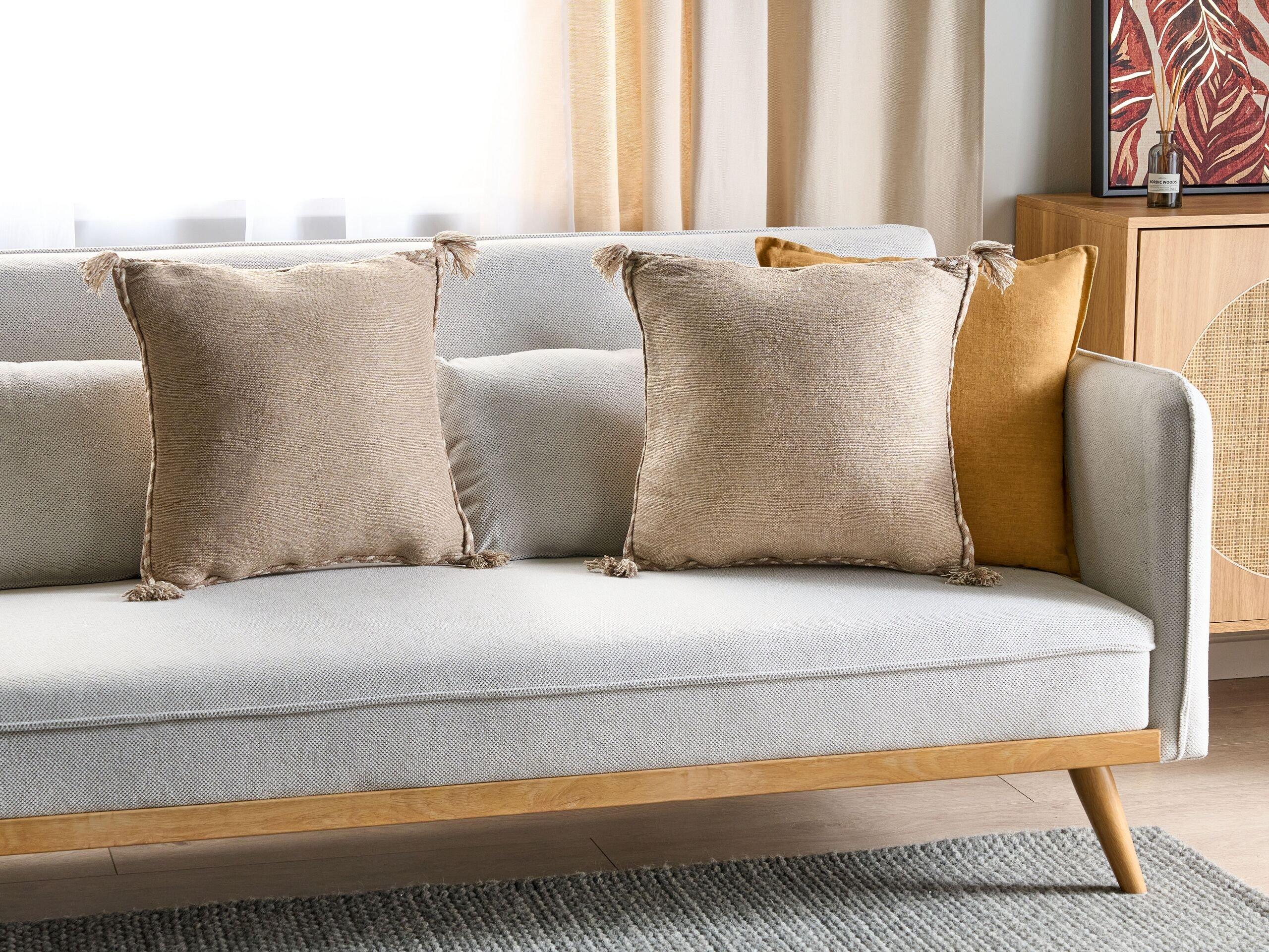 Beliani Dekokissen 2er Set aus Jute Boho ERIGERON  