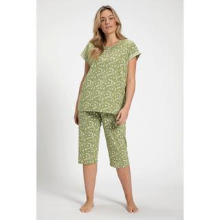 Ulla Popken  Pyjama-Shirt, Rundhals, Halbarm, Biobaumwolle 