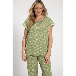 Ulla Popken  Pyjama-Shirt, Rundhals, Halbarm, Biobaumwolle 