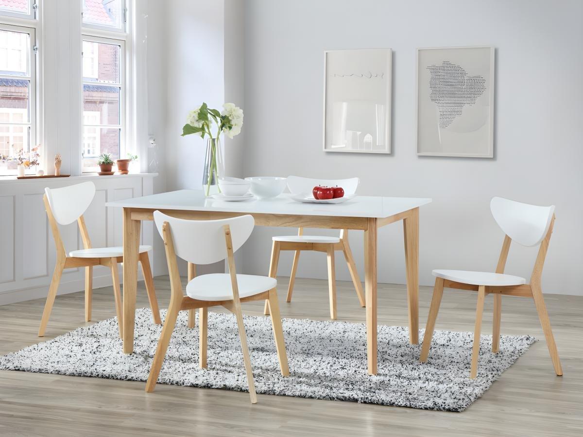 Vente-unique Table à  manger extensible CARINE 6 à  8 cous Hévéa massif MDF  