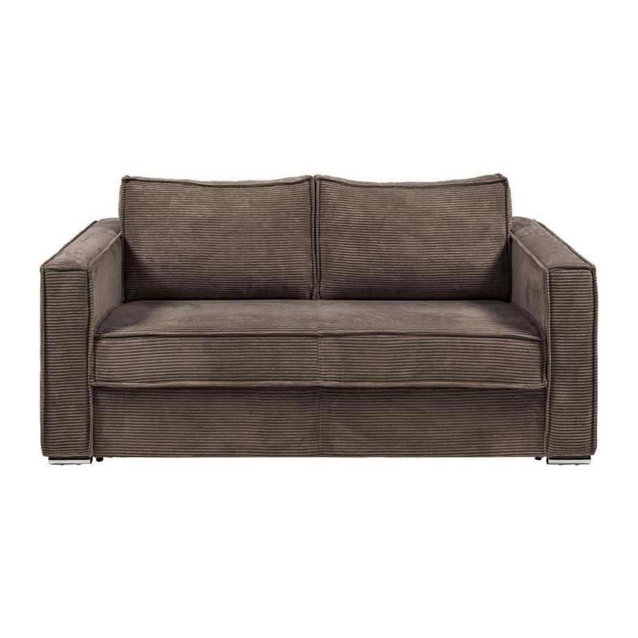 Vente-unique Canapé 3 places convertible express en velours côtelé marron - Couchage à lattes larges 140 cm - Matelas 22 cm LORETO  