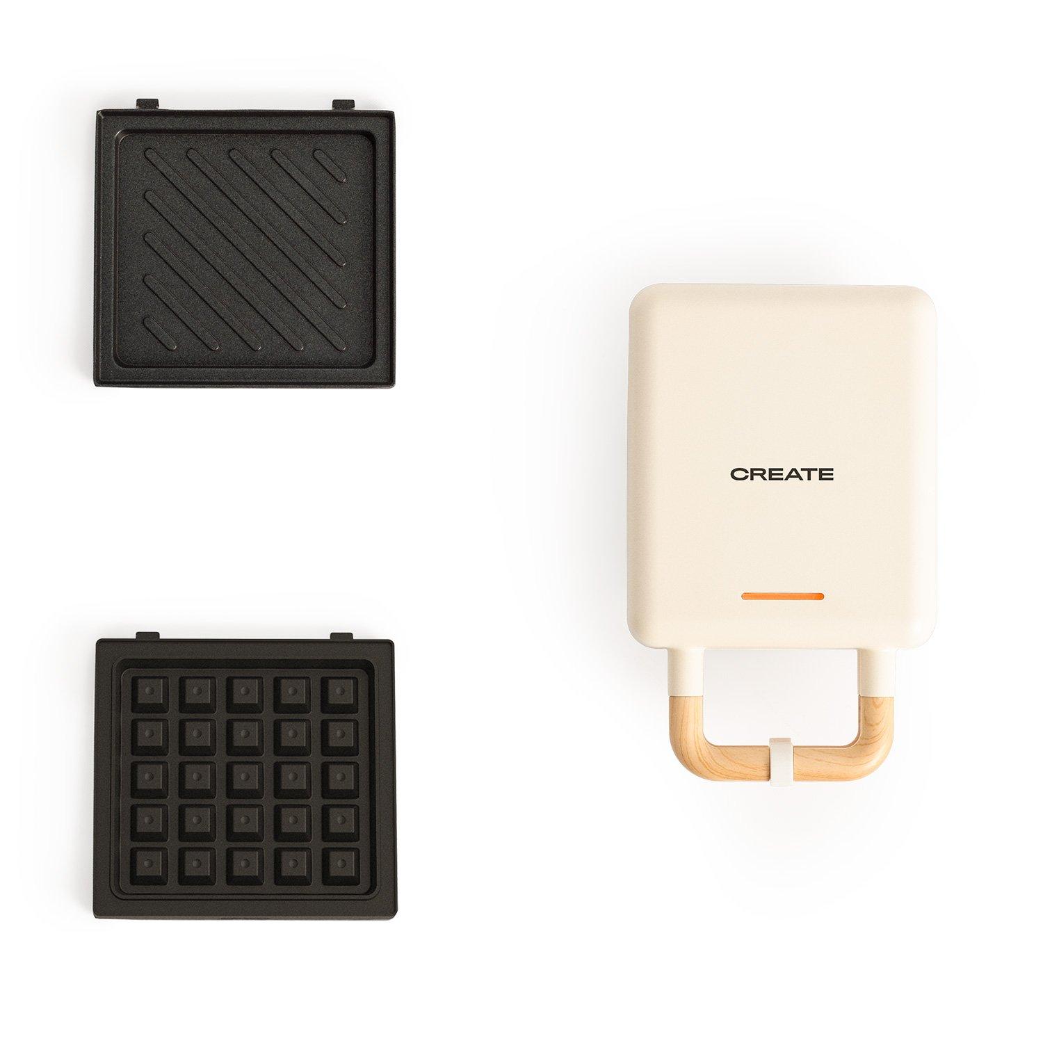 CREATE STONE 2 IN 1 COMPACT - Sandwich et gaufrier avec plaques interchangeables vanille  