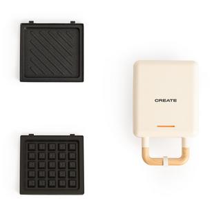 CREATE STONE 2 IN 1 COMPACT - Sandwich et gaufrier avec plaques interchangeables vanille  