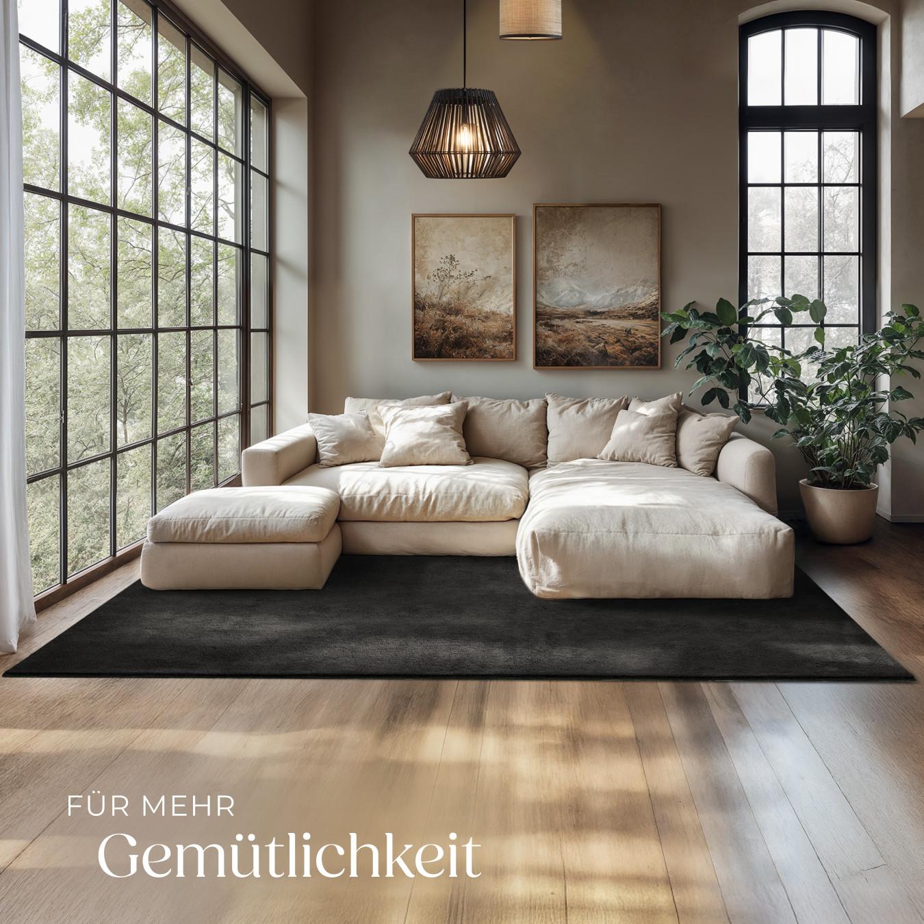 Tectake Kurzflorteppich Soft Zone verschiedene Größen und Farben flauschige Oberfläche  