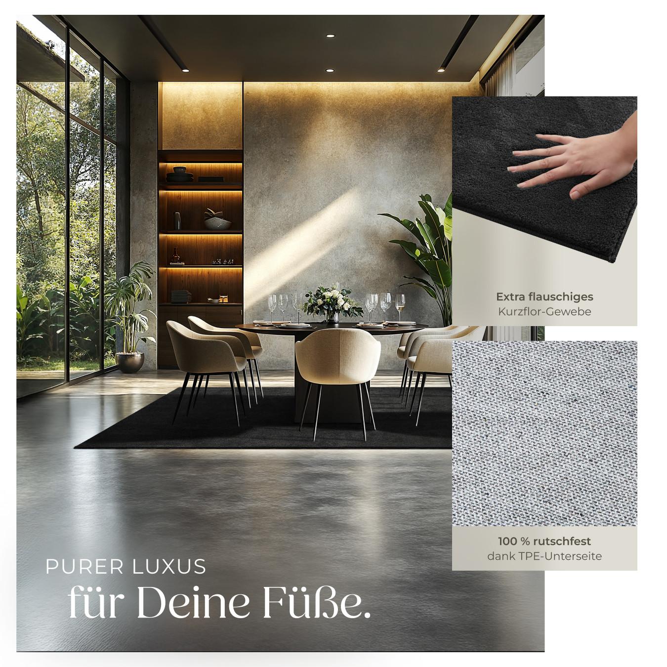 Tectake Kurzflorteppich Soft Zone verschiedene Größen und Farben flauschige Oberfläche  