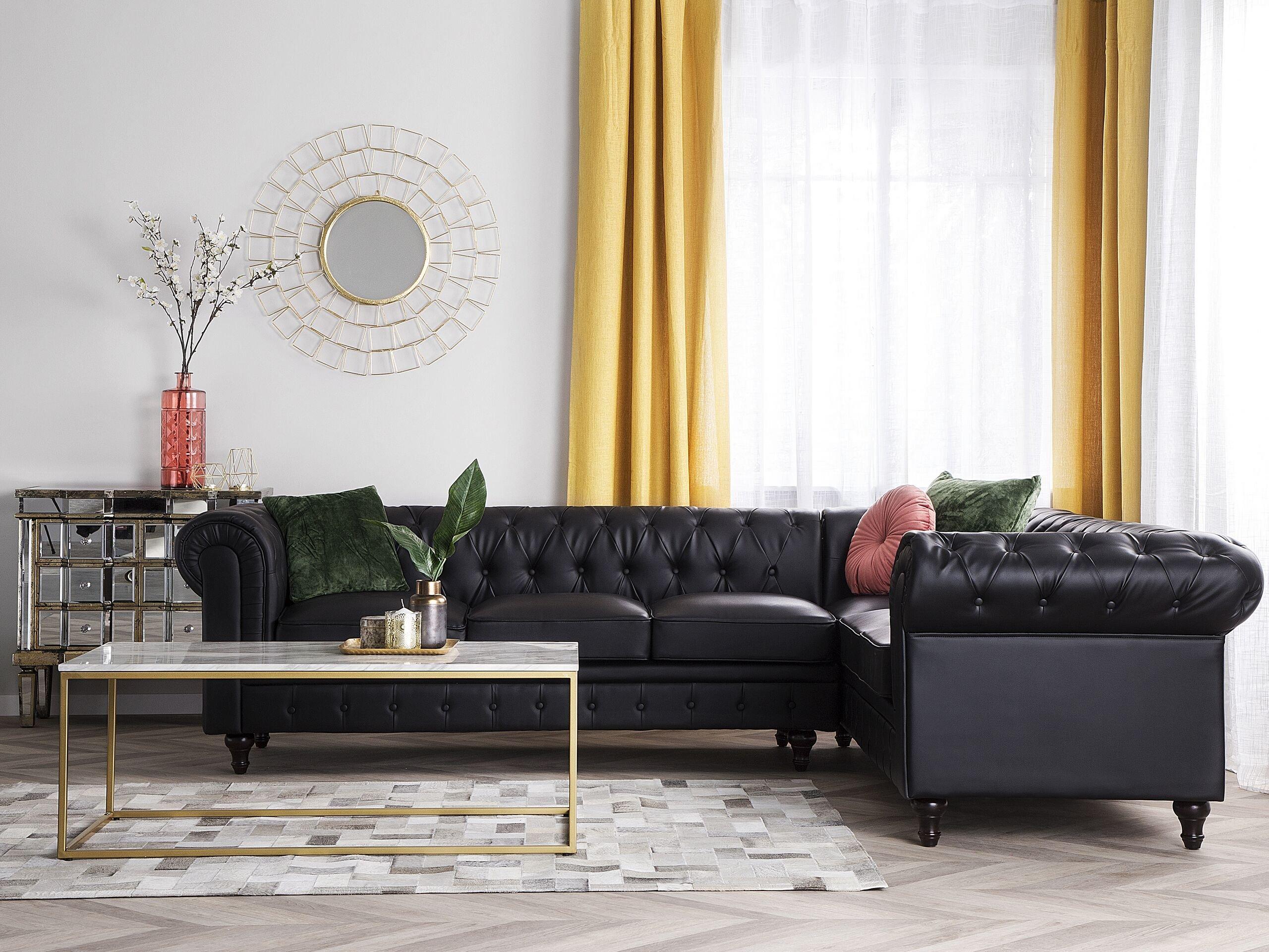 Beliani Linksseitiges Ecksofa aus Kunstleder Glamourös CHESTERFIELD  