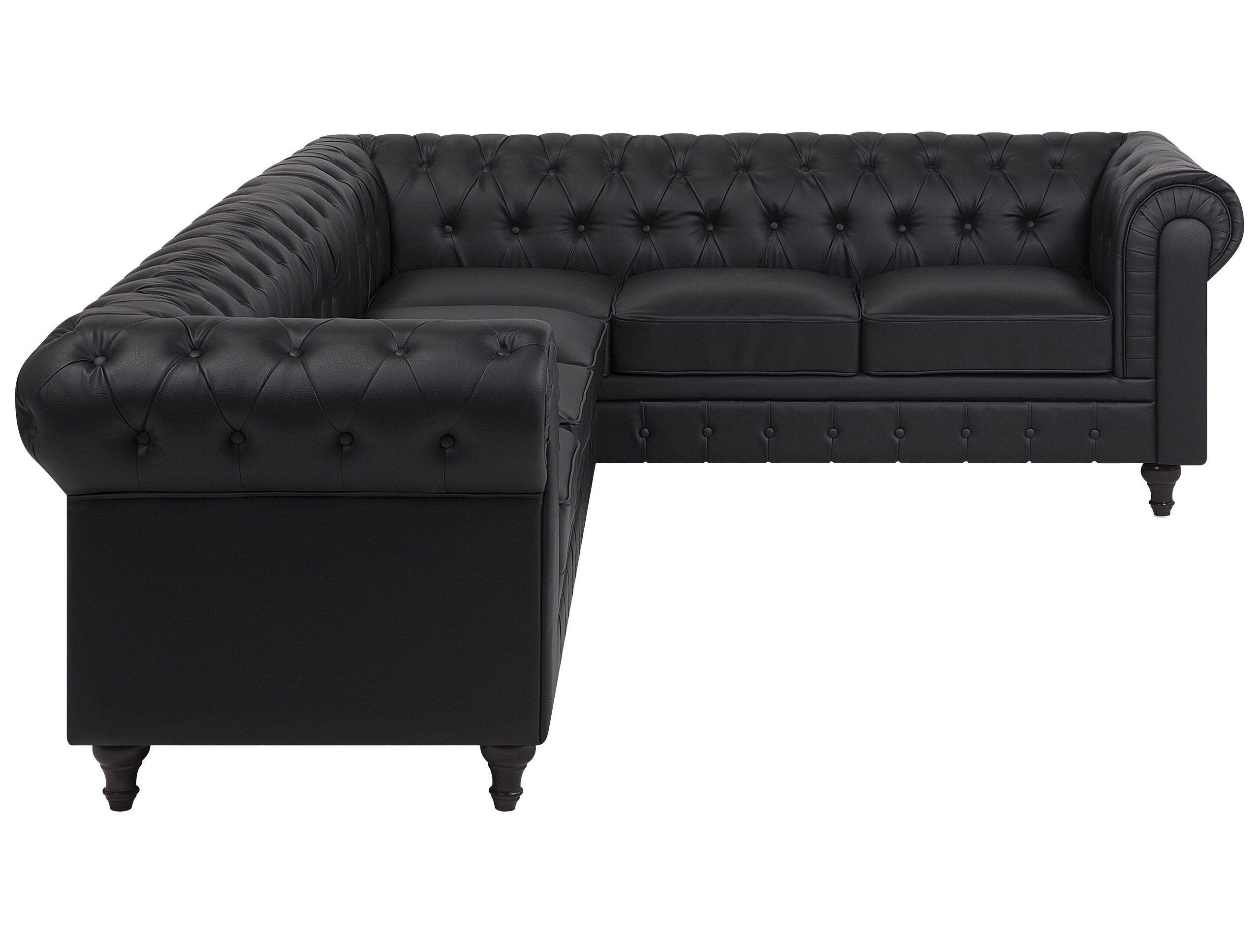 Beliani Canapé d'angle gauche en Cuir PU Glamour CHESTERFIELD  