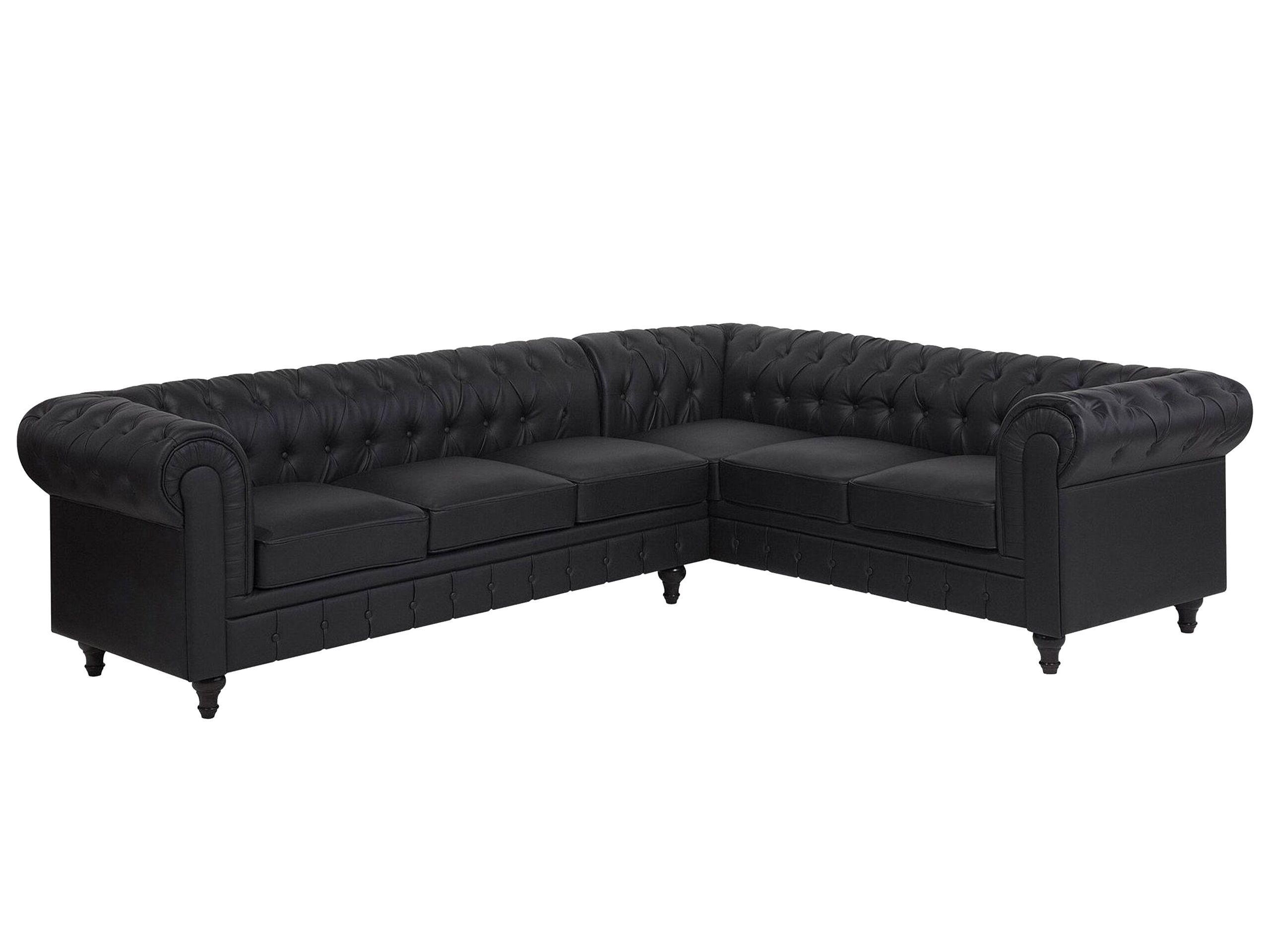 Beliani Divano angolare sinistro en Pelle sintetica Glamour CHESTERFIELD  