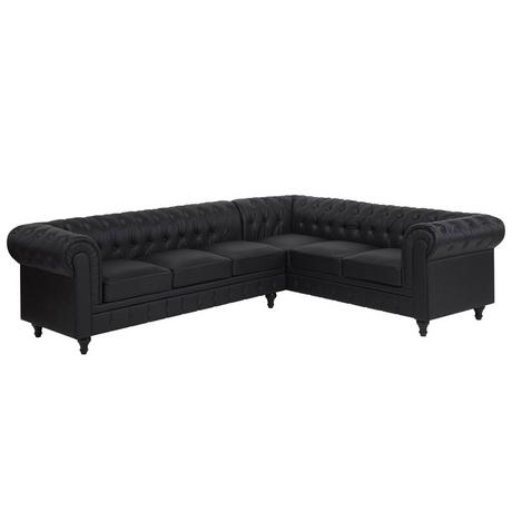 Beliani Linksseitiges Ecksofa aus Kunstleder Glamourös CHESTERFIELD  