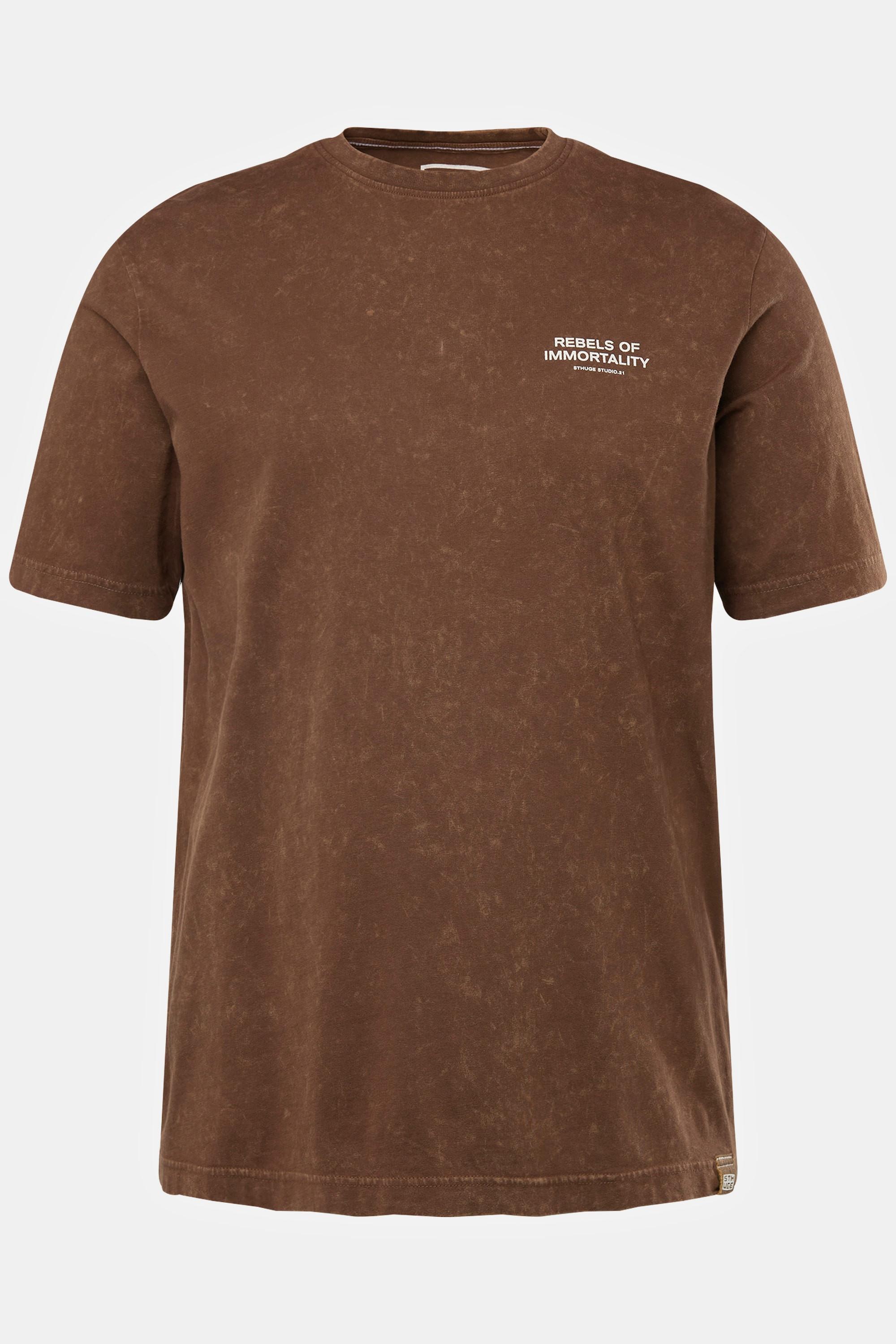 Sthuge  T-shirt STHUGE con stampa, scollo a girocollo e mezze maniche marrone cacao 