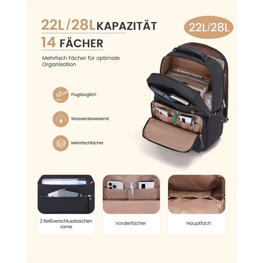 Only-bags.store Laptop-Rucksack mit 14 Fächern  