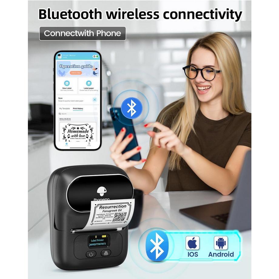 Phomemo  M110 Etikettendrucker mit 3 Rollen 