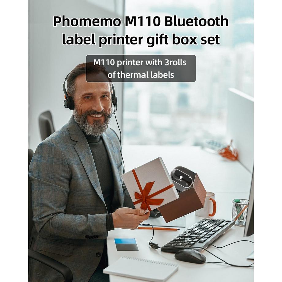 Phomemo  M110 Etikettendrucker mit 3 Rollen 