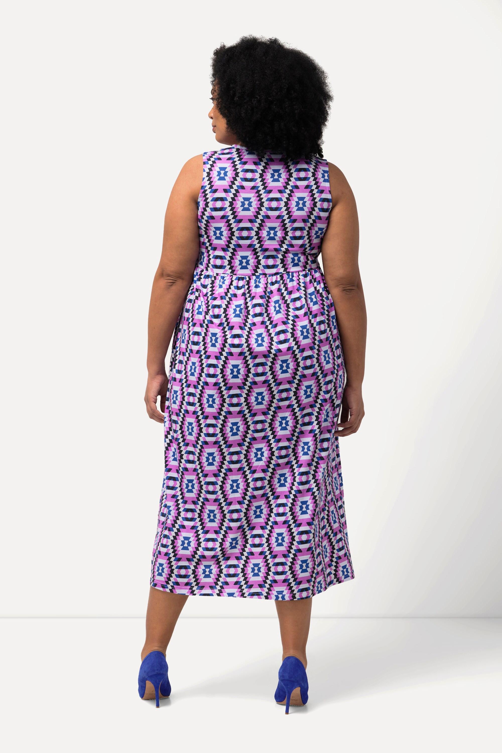 Ulla Popken Robe en jersey A-ligne col tunisien sans manches  