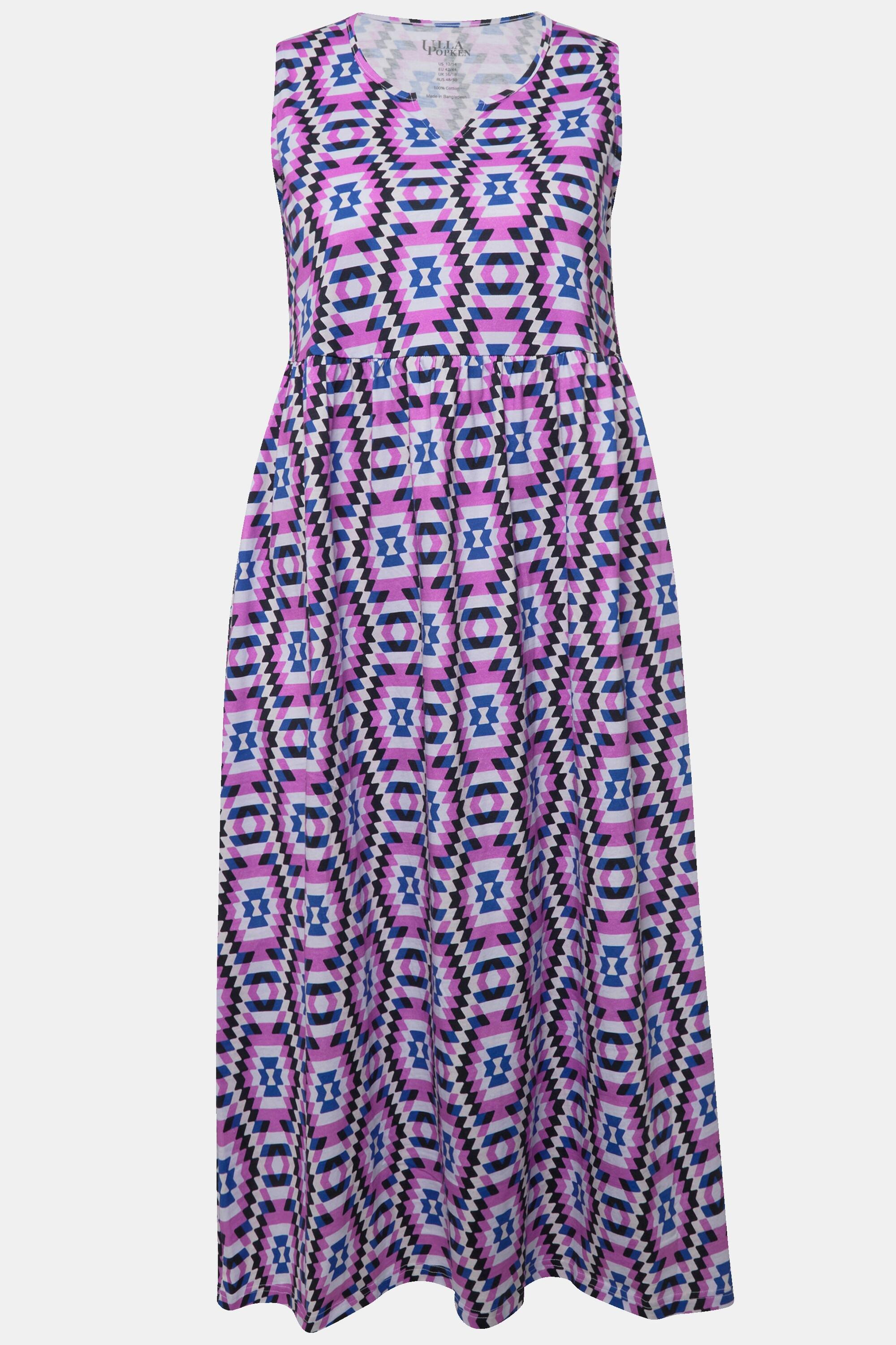 Ulla Popken Robe en jersey A-ligne col tunisien sans manches  