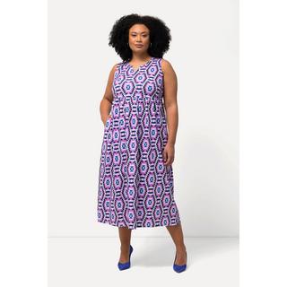 Ulla Popken Jerseykleid A-Linie Tunika-Ausschnitt ärmellos  