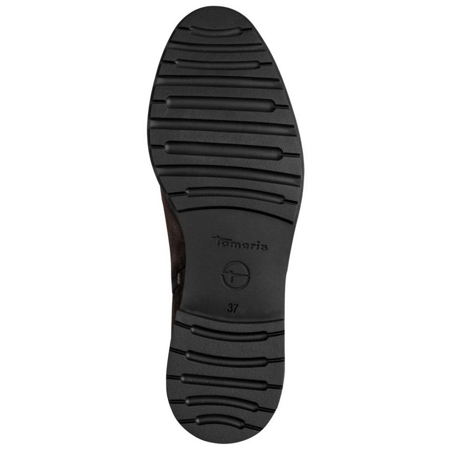 Tamaris Hoher Lederstiefel mit elastischem Einsatz und Logogurt  