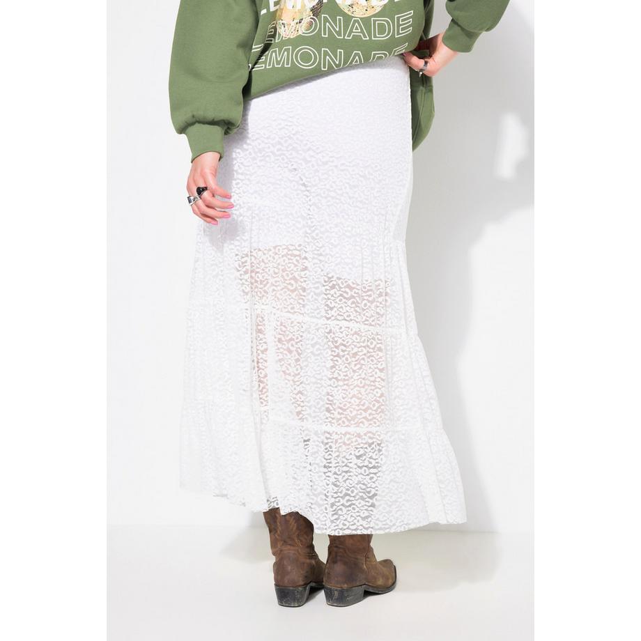 Studio Untold Jupe maxi en dentelle Coupe évasée Taille élastique Volants  