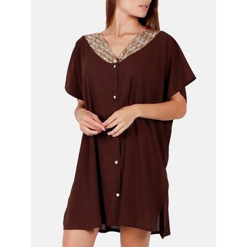 Tunica da spiaggia camicia Bright Sequins cioccolato