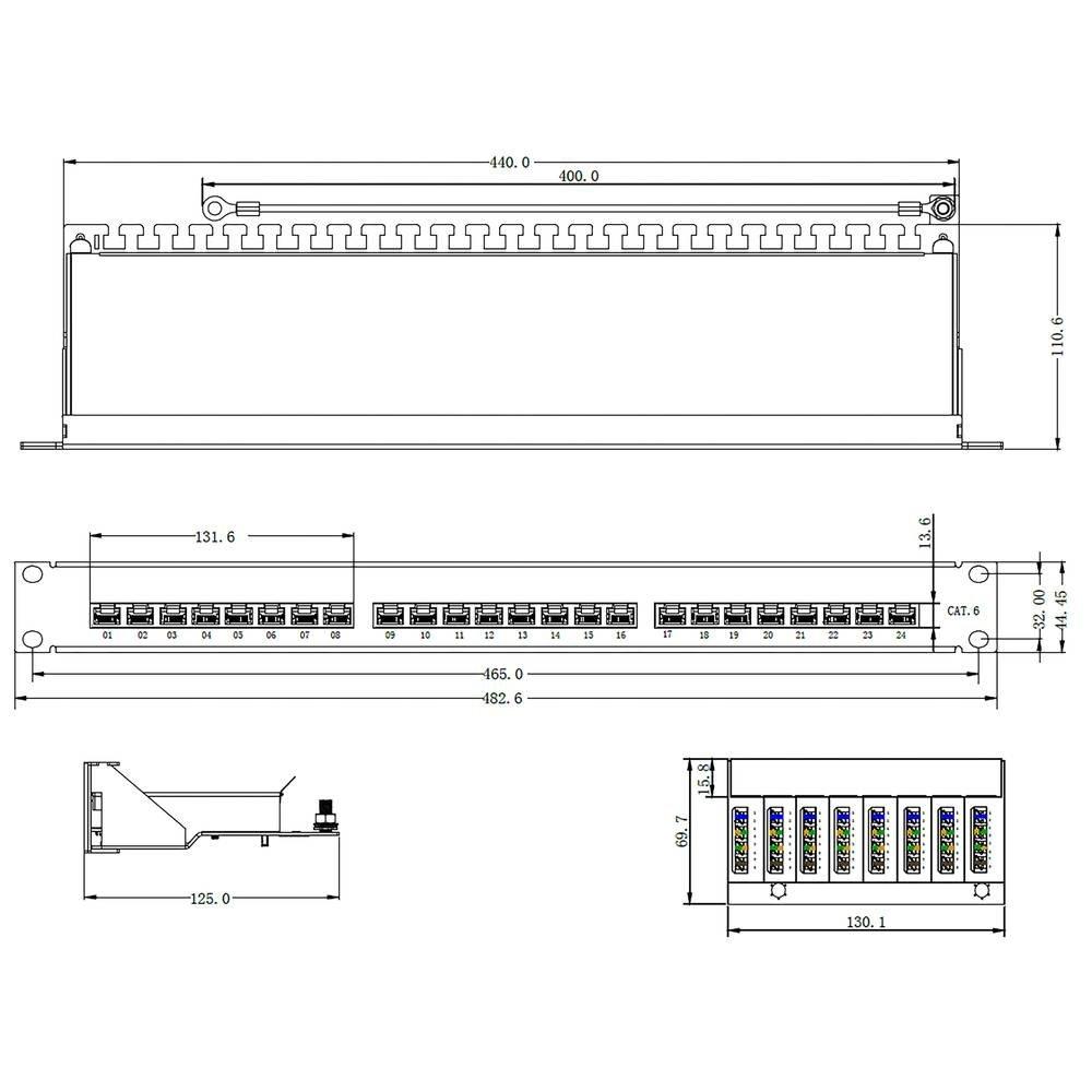 Renkforce  Patchpanel di rete  24 Porte CAT 6 1 U 